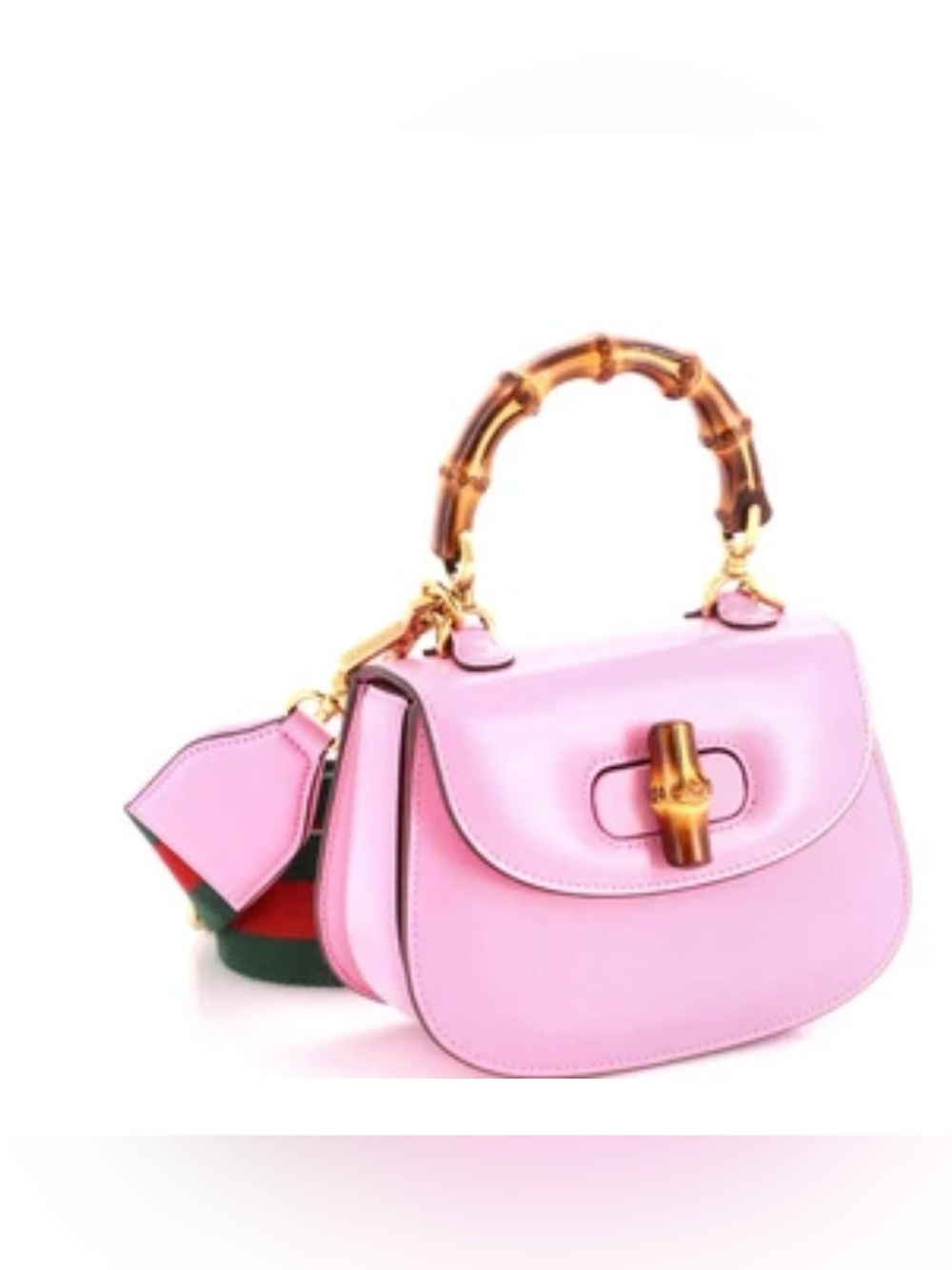 Gucci Bamboo 1947 Pink Mini Top-Handle Bag with Web Strap Like New